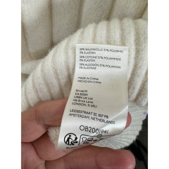 Free People Venus chunky Knit Tunic‎ contrast trim cream oversized 90s sz M - Picture 6 of 8